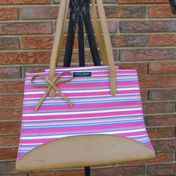 kate spade pink and blue striped purse